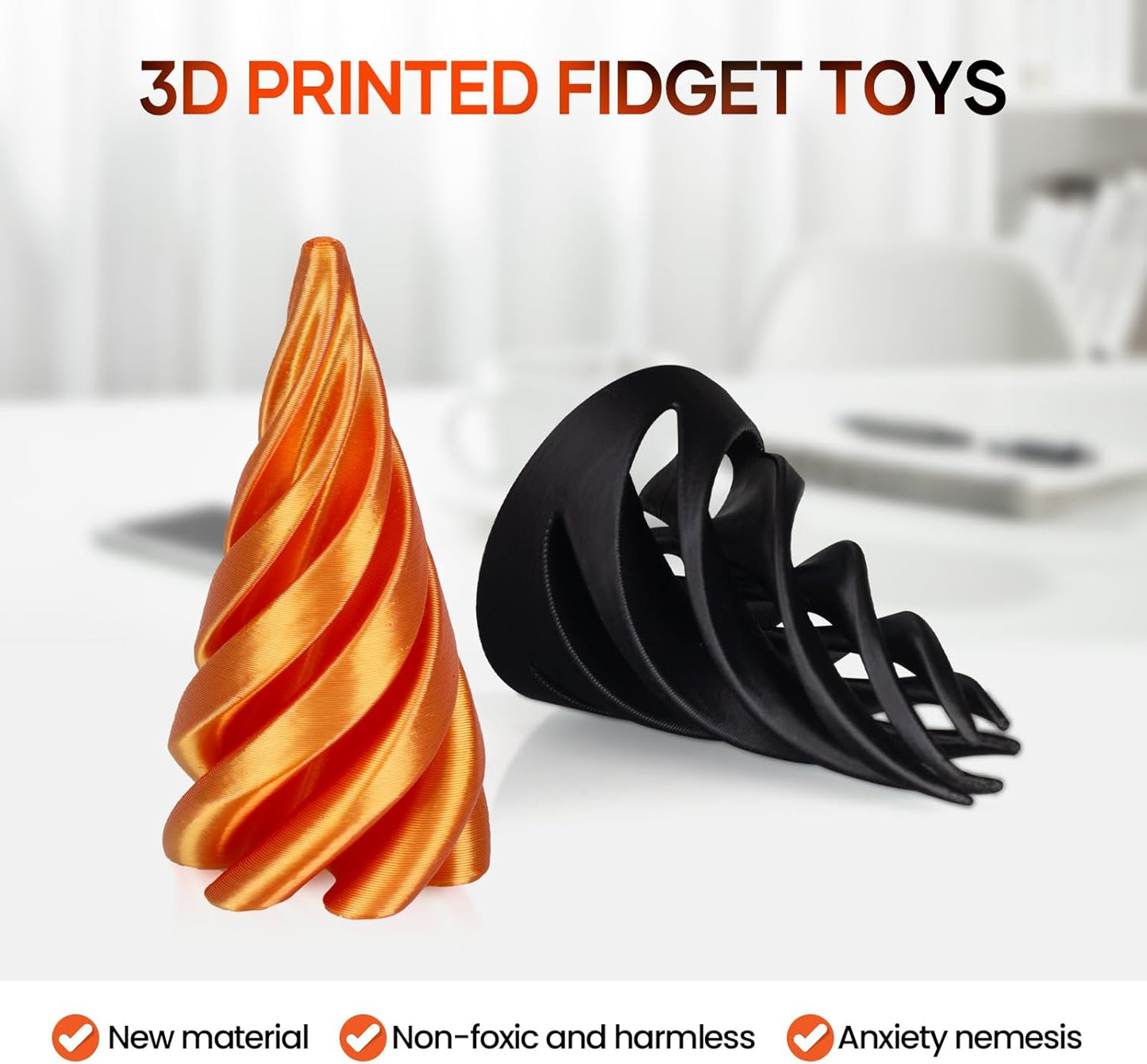 Impossible Cone, Spiral Decompression Toy, Spiral Cone Fidget Toys Impossible Pyramid Passthrough Sculpture, Mini Cones Pass Through Pyramid Fidget Toy for Stress and Anxiety Relaxing (2PCS)