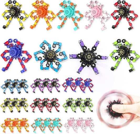 Transformable Fidget Spinners,Funny Stress Relief Sensory Fidget Toys,Deformable Chain DIY Robot Fingertip Gyros Toys Birthday Party Favors Easter Basket Stocking Stuffers for Kids and Adults (36PC)