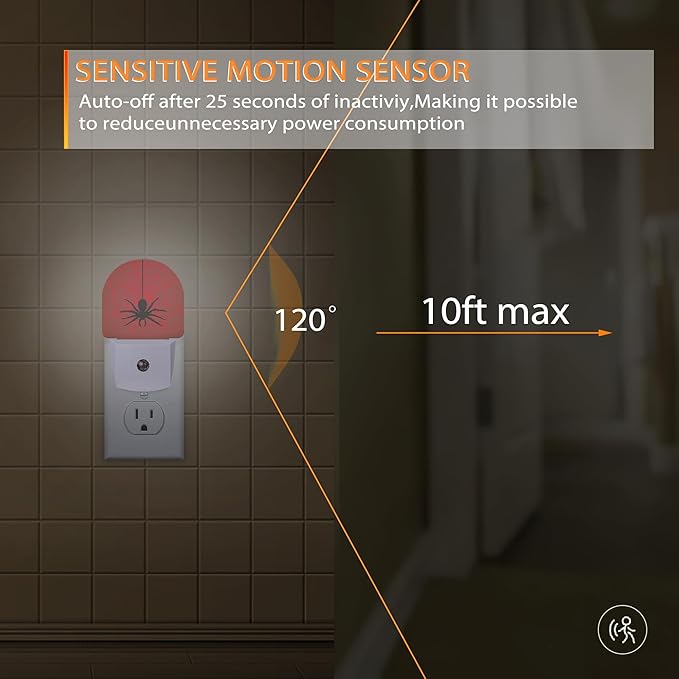 Red Spider Night Light,Spider Web Night Lights Plug into Wall with Dusk to Dawn Sensor,Lamp for Bedroom Bathroom Hallway Nightlight for Women Girls