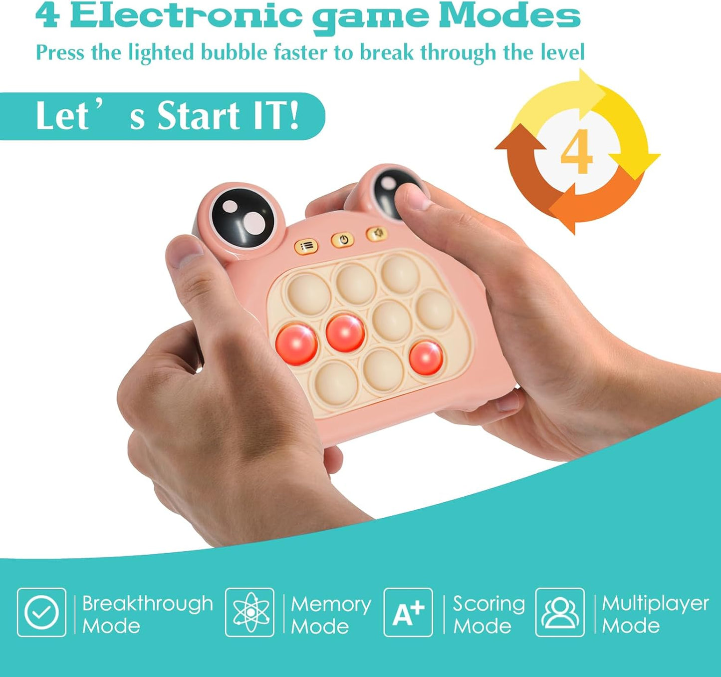 Pop Fidget Toys, Quick Push Bubble Pop Puzzle Games for Kids & Adults, Family, Party Game for 3 4 5 6 7 8 Year Gifts(Pink)