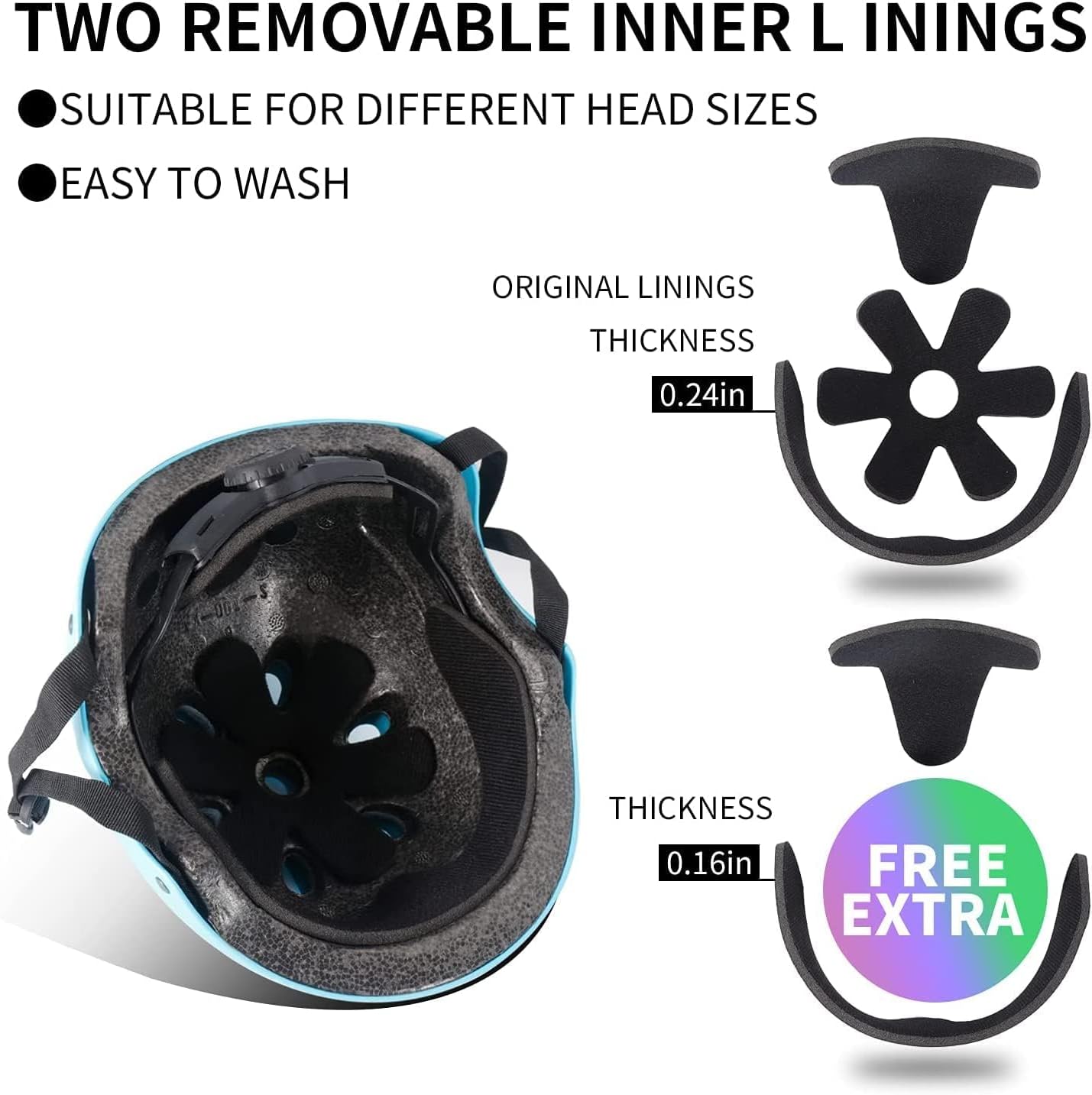 Adjustable Color Gradient Skateboard Helmet for 3-5-8-14+Ages【Toddler Kids Youth Adult】 Girls Boys Woman.Bike Helmet for Multi-Sports Cycling Bicycle Scooter Inline Roller Skate Rollerblading