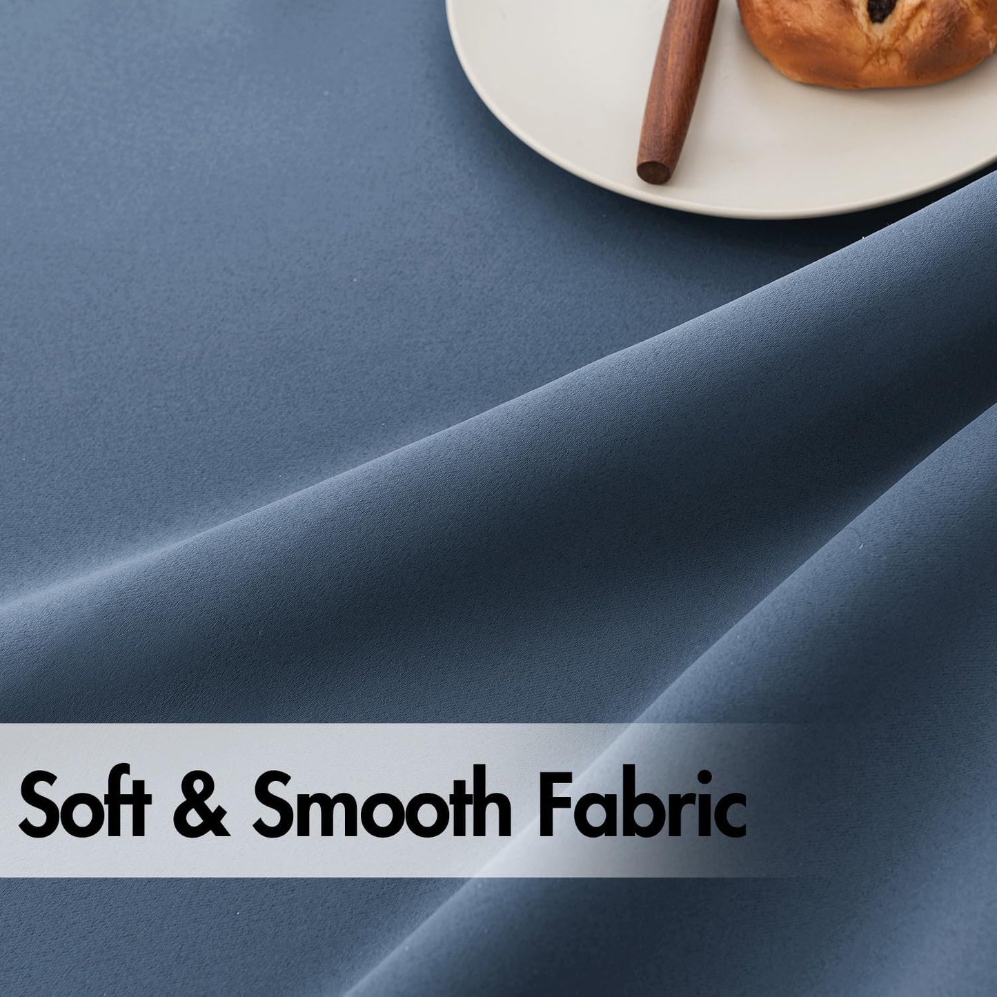 ANRODUO Back Tab Blackout Curtains for Bedroom Living Room, Rod Pocket Pinch Pleated Thermal Insulated Room Darkening Curtains 63 Inches Long 2 Panels, Stone Blue, 42 x 63 Inch