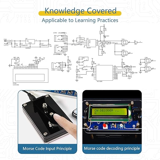 EIELE Soldering Practice Kit Morse Code Decoder CW Morse Code Practice CW Audio Input Excellent Soldering Practice Project Ideal for School Teaching and Beginners （Requires Soldering）