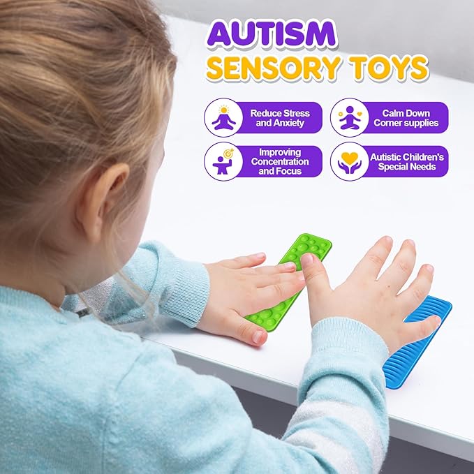 Sensory Fidget Toys Kids Adults: 8 Pack Textured Suction Toys for Autism Kids Calming - Sensory Stickers for Anxiety Relief Items - Fidget Strips for Classroom Desk - Gifts Christmas Stocking Stuffers
