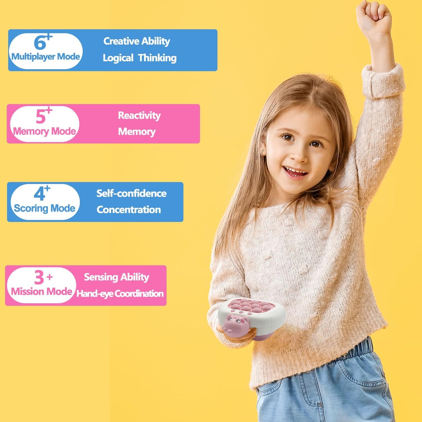 Pop Fidgets Game Toys,Handheld Speed Pushing Game Machine,Quick Push Game,Fidget Game Toy for 6 7 8 9 10 11 12 Boys Girls Teens（Dino）