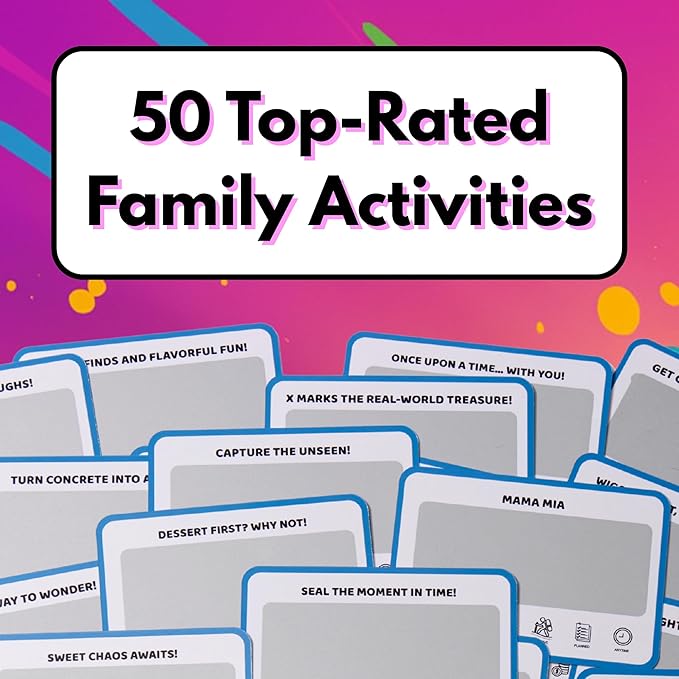 50 Family Activities - Adventure Scratch Off Cards - Family Date Night Ideas - Gift Basket Games for Kids and Adults - Surprise Book of Fun Challenge - Experience Gift for Kids