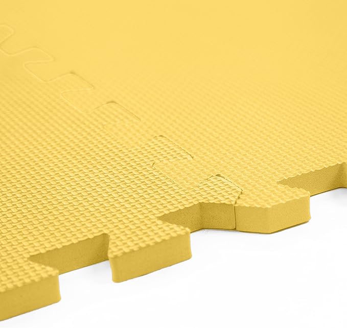 FlooringInc's 1/2" Soft Non-Toxic Baby Play Mat, Toddler Playmat, Colorful Puzzle PlayMat, Floor Mats for Kids & Babies, EVA Foam Interlocking Tiles for Nursery & Playroom | Yellow, 78 Tiles, 312 SqFt