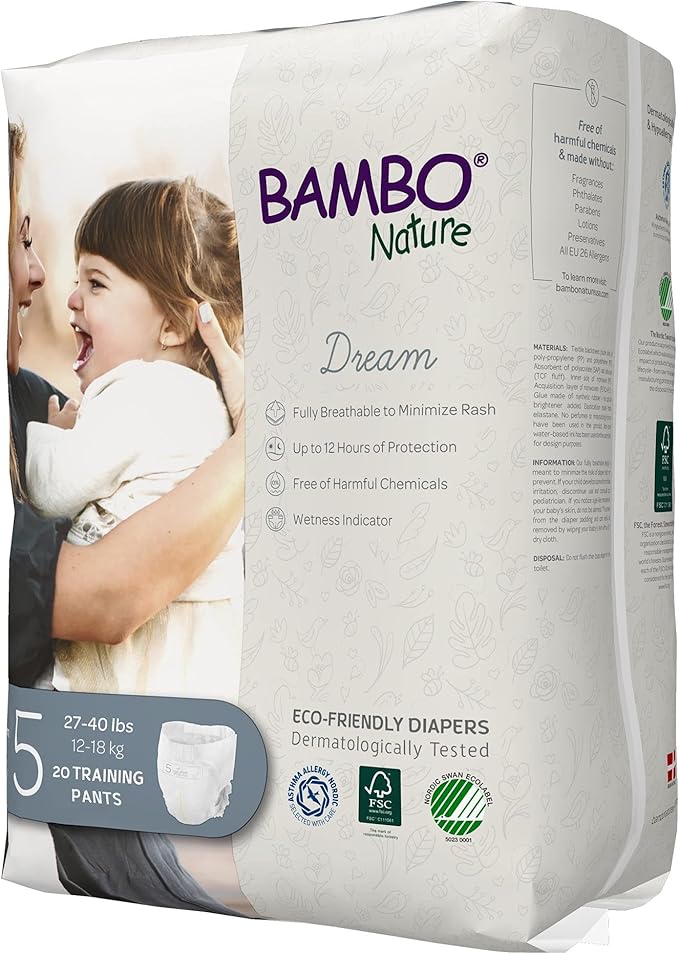 Bambo Nature Hypoallergenic Training Pants, Premium Eco-Labeled Training Pants, Totally Chlorine-Free, Skin Friendly - Size 5 (60 Count)