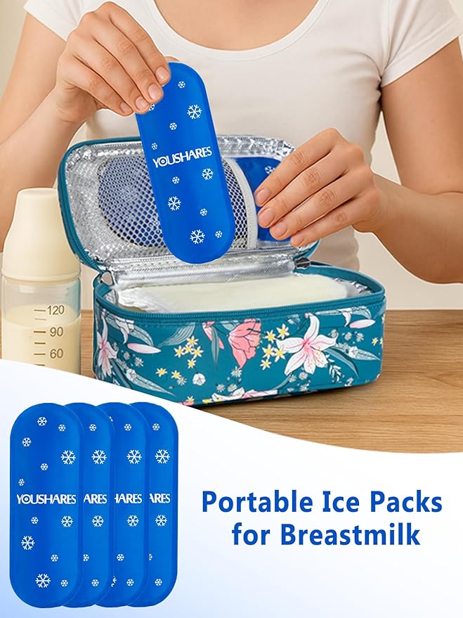 4 Pcs Small Breastmilk Ice Packs for Breastmilk Storage, Gel Ice Packs for Breast Milk Keeps Breast Milk Fresh, Perfect for Cooling Milk, Camping, Picnics, Lunchboxes or Injury Relief