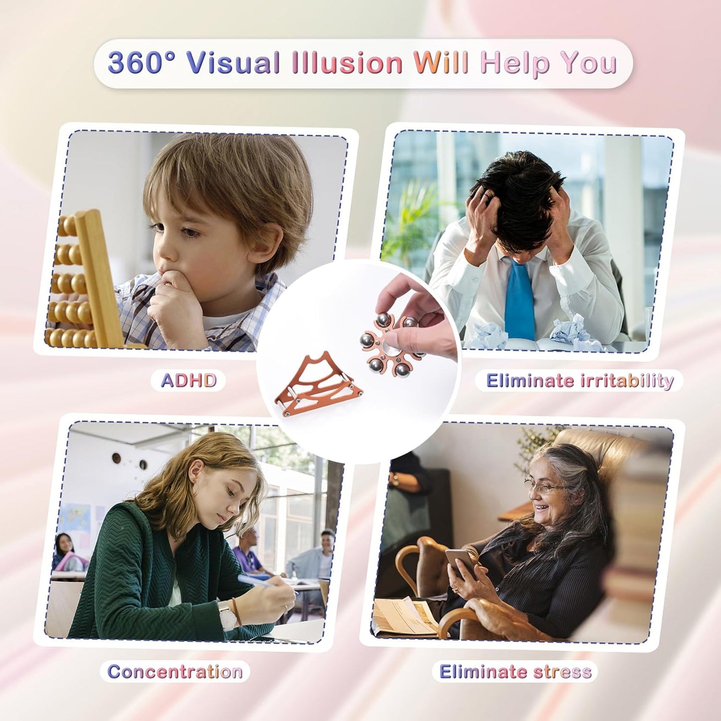 Desk-Fidget-Toys for Ferris-Wheels-Spinner: Metal Kinetic-Spinner 4mins, Cool-Gadgets for Kid Children Teen Adult EDC-Toy, ADHD Tools Cool-Stuff Stress Relief Gift for Office Home School Christmas