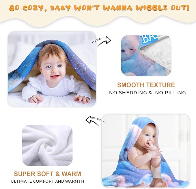 Ship Next Day, Personalized Baby Blanket – Printed in USA, Custom Baby Blanket for Boys & Girls, Baby Blanket with Name, Baby Shower, Easter, Christmas, Birthday Newborn & Toddler Gifts, Baby Gifts