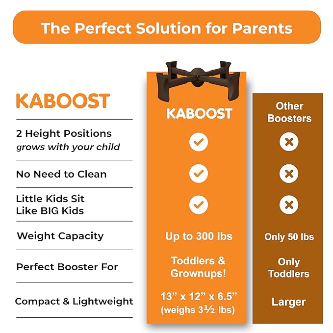 KABOOST Booster Seat for Kitchen Chair, Chocolate - Goes Under The Chair - Portable Booster for Toddlers and Grown Ups