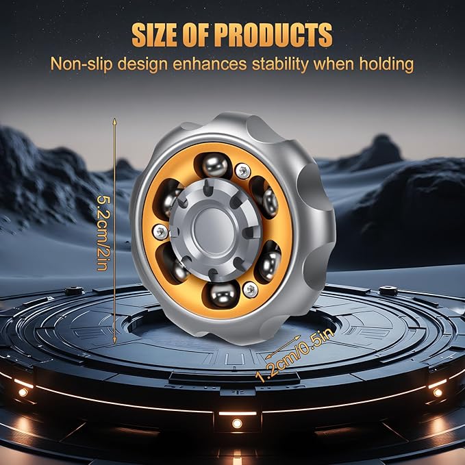 Metal Precision Fidget Spinner - Anxiety Rotator & Restless Fidget Toy, Stress-Relief Tool for Adults & Kids (Grey)