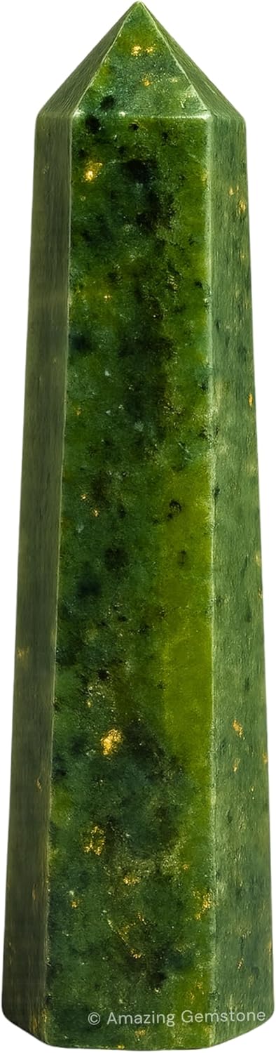 Amazing Gemstone Green Jade Crystal Towers - Natural Healing Crystal Point Obelisk for Reiki Healing and Crystal Grid (3 Inch)