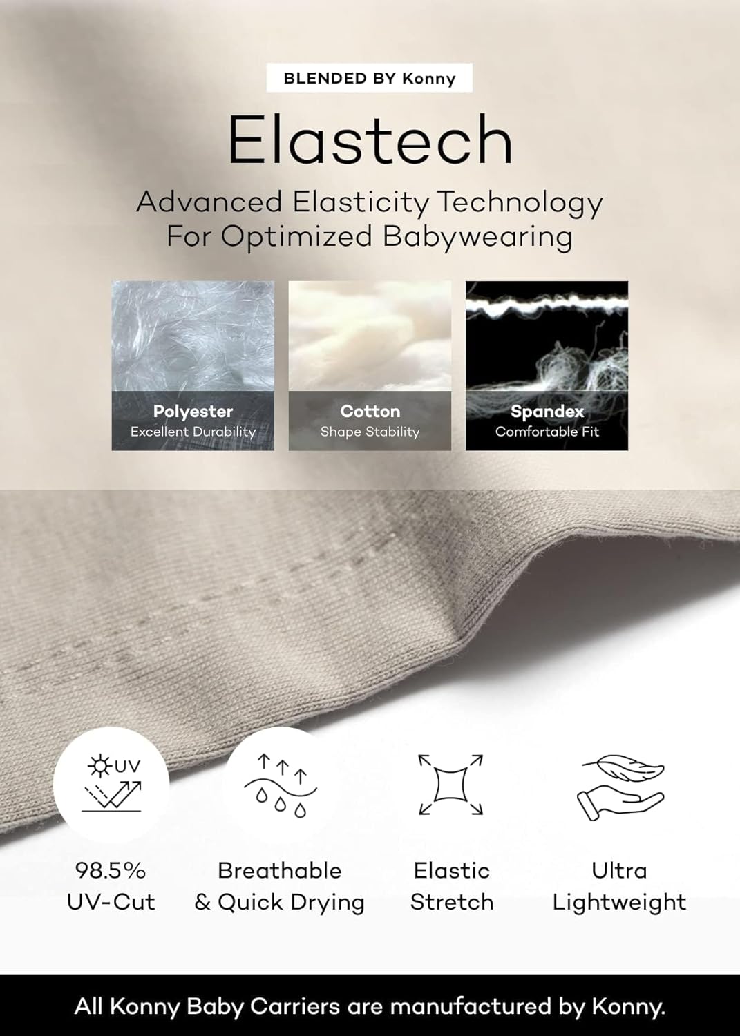 Konny Baby Carrier Flex SoftBreeze with Head Support - Adjustable, Easy to Wear Baby Wrap Sling, Perfect for Newborn Babies Essentials up to 44 lbs (M-4XL) - Black