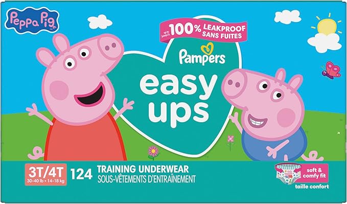 Pampers Training Pants - Easy Ups Girls & Boys - Size 3T-4T, 124 Count, Peppa Pig Potty Underwear (Packaging May Vary)