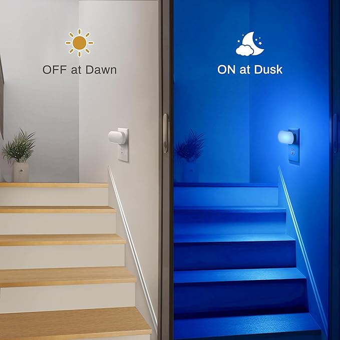 DORESshop Blue Night Light Plug into Wall With Light Sensor 4 Pack, 1W Led Dimmable night light for Bedroom, Kids Room, Bathroom, Gift