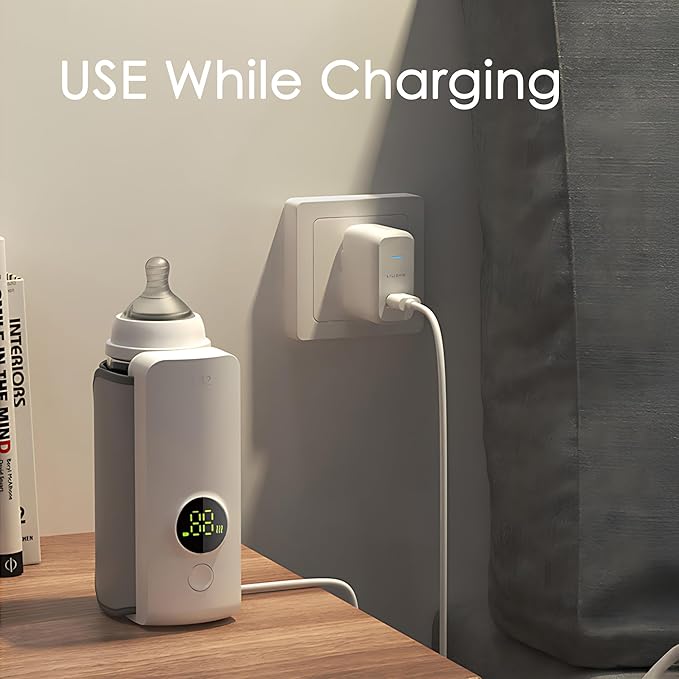 Portable Bottle Warmer for Milk, Electric Bottle Warmer for Breastmilk, 6000mAh Travel Bottle Warmer, Cordless Portable Bottle Warmer for Travel, Bottle Warmer on The Go