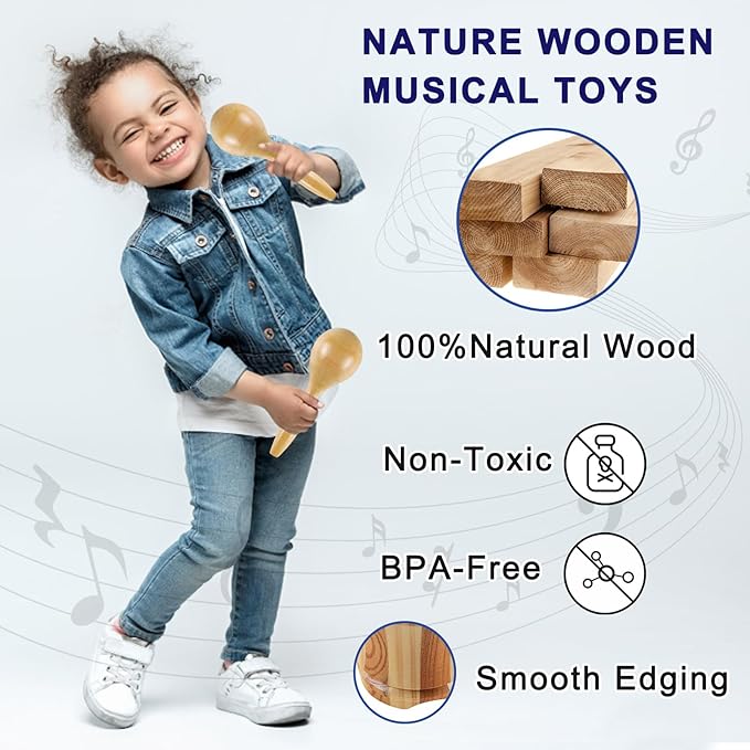 LOOIKOOS Toddler Musical Instruments for Kids Ages 5-9 Montessori Toys for Toddlers 3-5 Wooden Percussion Instruments Drum set for Kids Gifts