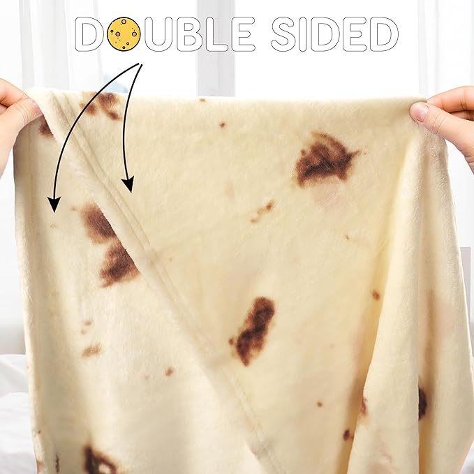 Zulay Giant Double Sided Tortilla Blanket with Drawstring Bag - Novelty Blanket for Adults & Kids - Soft Flannel Round Tortilla Blanket for Indoors, Outdoors, Travel, Home, 285 GSM - 71 Inches