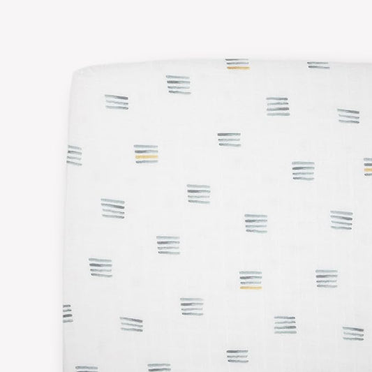 Little Unicorn Premium Crib Sheet | Breathable & Super-Soft Muslin Fabric (Blue Stacks)