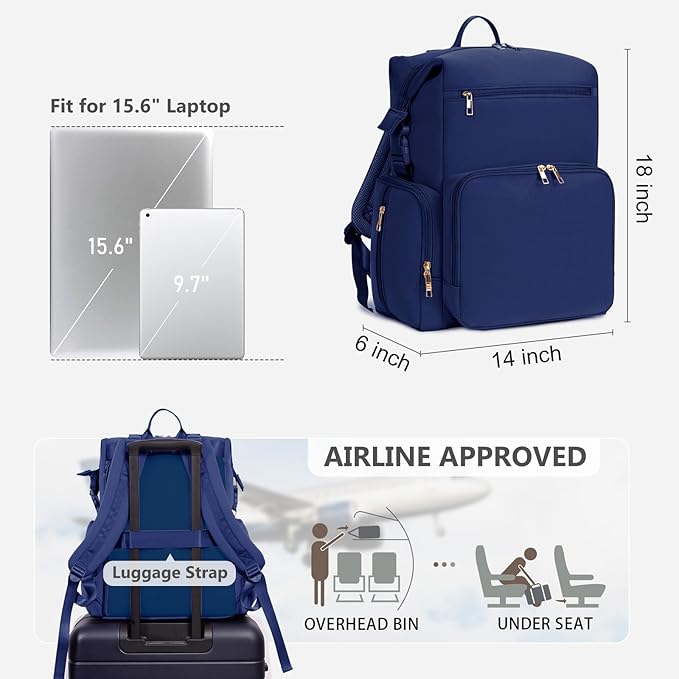 CEI-CEI Neoprene Diaper Bag Backpack with Insulated Pockets, Large Newborn Baby Maternity Bags Travel Tote with Changing Pad (Dark Blue)