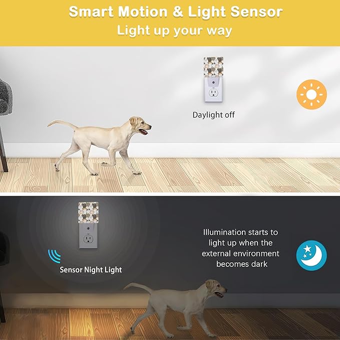 Cute Cats Night Light with Dusk to Dawn Light Sensors, Plug-in Wall Led Night Lights, Energy Efficient Lamp for Bedroom/Bathroom/Kitchen/Hallway/Stairs