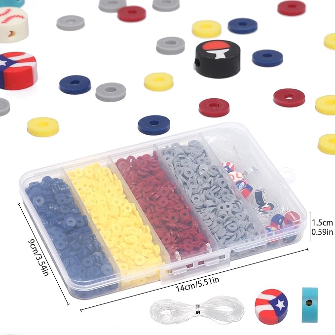3500pcs Sports Color Clay Beads for Bracelets Making 6mm Heishi Beads Polymer Flat Round Disc Clay for Jewelry Making Sport Bead Crafts.