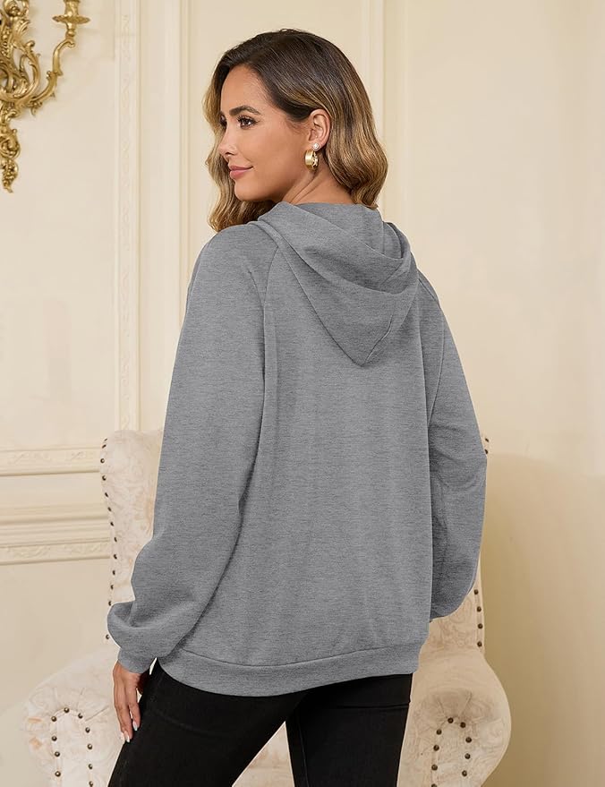 Bhome Nursing Sweatshirt Hoodie for Breastfeeding with Hidden Zippers Maternity Breast Pumping Tops Kangaroo Pocket
