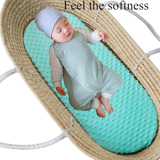 Dot Bassinet Sheet Set 2 Pack Stretch Fitted Cradle Sheets,Ultra Soft Thick Universal Fit Oval Rectangle Hourglass Pad/Mattress, for Baby Girls and Boys Grey Green