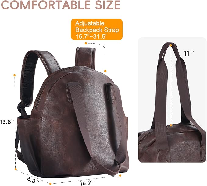 Stylish Diaper Bag Backpack, Leather Large Capacity Travel Baby Diaper Bag Tote for Mom Dad, Handbag shoulder bag, Waterproof, Lightweight Coffee