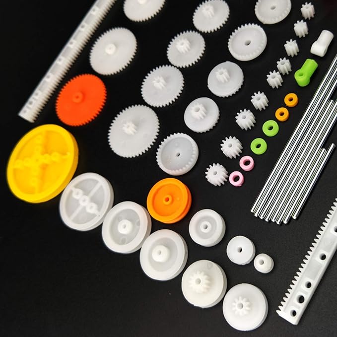 EUDAX 6 Set Rectangular Mini Electric 1.5-3V 24000RPM DC Motor with 84 Pcs Plastic Gears,Electronic Wire, 2 x AA Battery Holder,Boat Rocker Switch,Shaft Propeller for DIY Science Projects