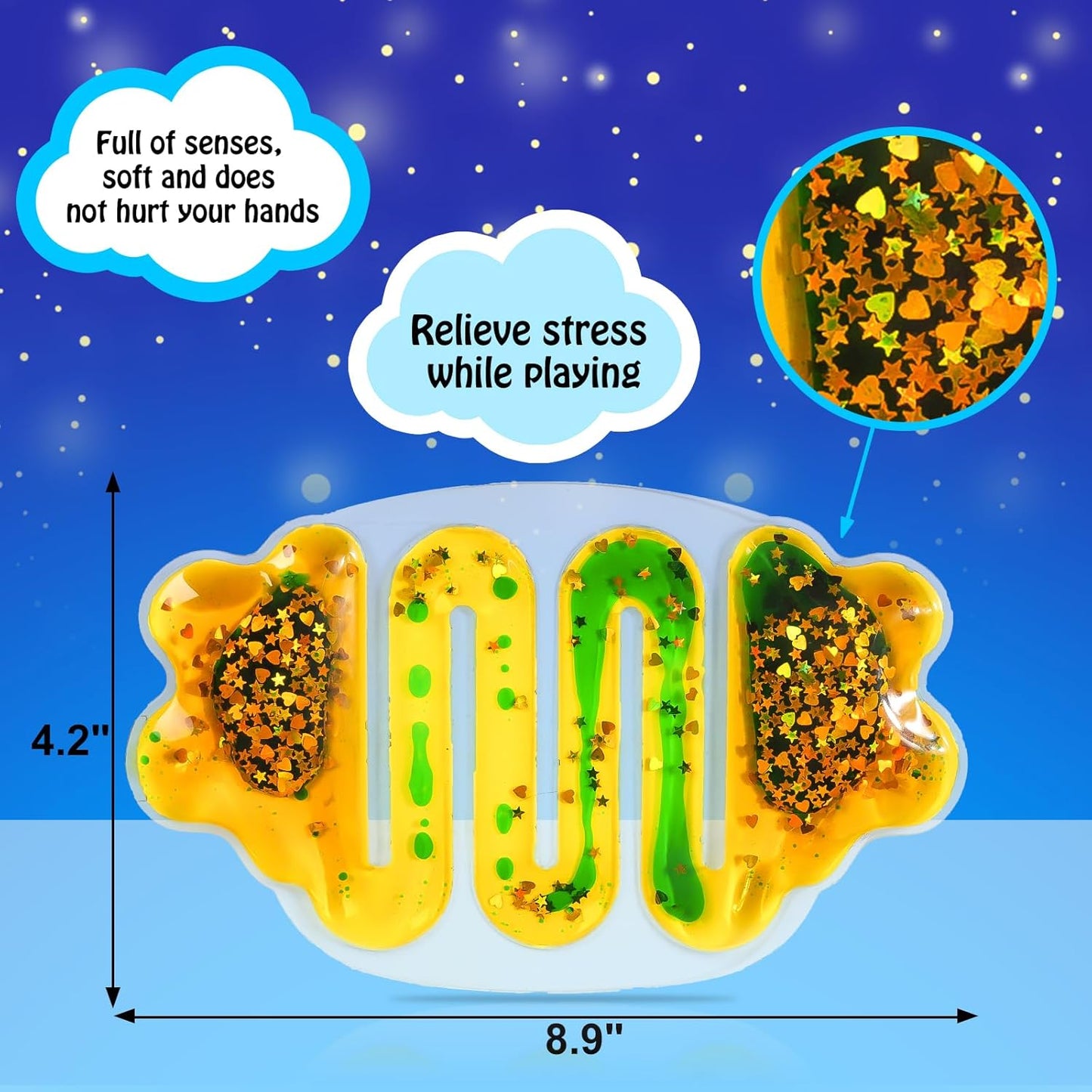 Autism Sensory Fidget Toys: Sensory Toys for Autistic Kids Glitter Sensory Squeeze Tube Anxiety Relief Toys for Ages 3 to Adults Easter Basket Christmas Stocking Stuffers 1-Pack