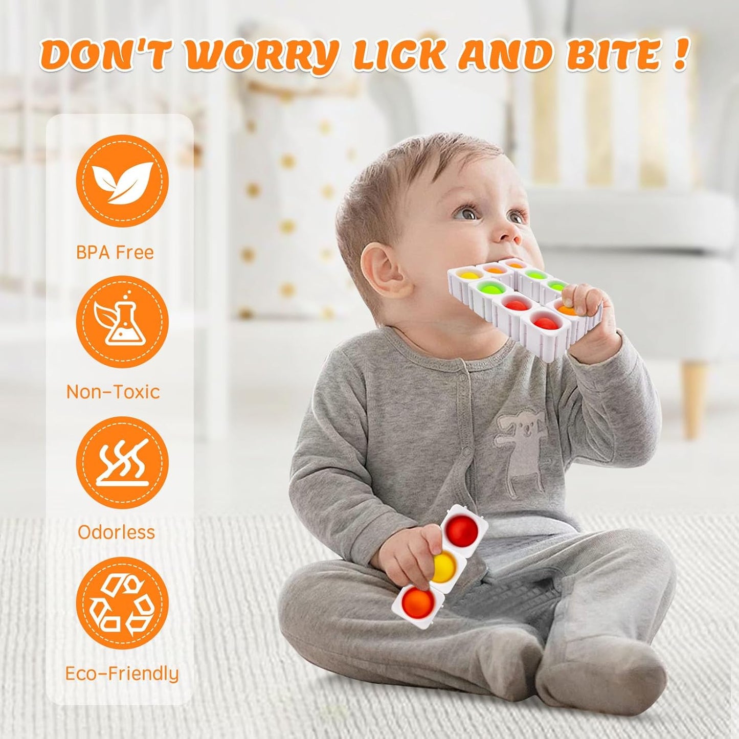 25Pcs Sensory-Pop-Fidget-Blocks, Fidget-Sensory Toys Kids CVC Learning Silicone Bubbles Toy, Pop Classroom Educational Building Block Stress Relief Puzzle for Children Adults Autistic (White)