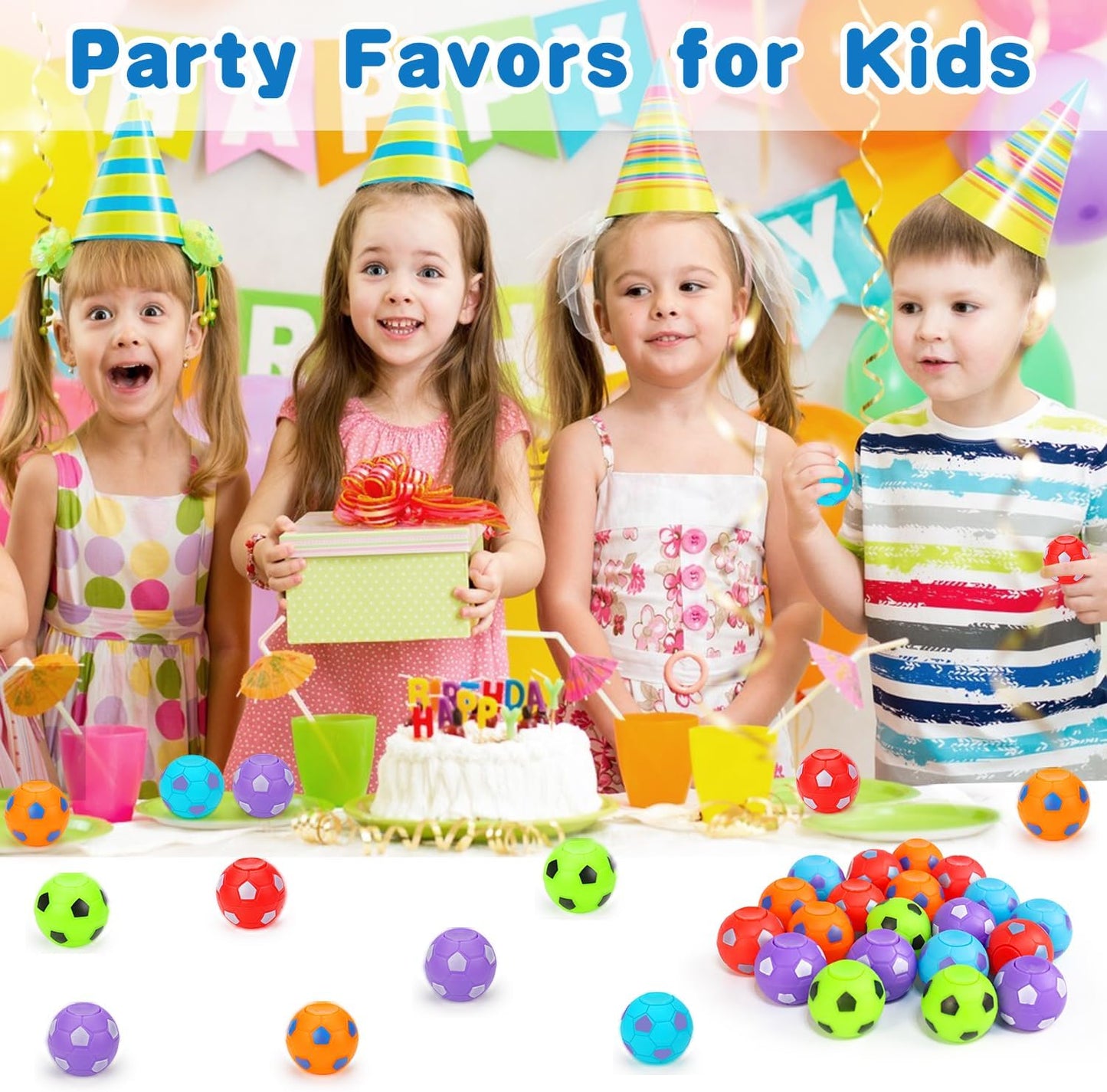 32PCS Fidget Spinner Soccer Balls Sports Party Favors Bulk for Kids 4-8 8-12 Birthday Goodie Treat Bag Stuffers Classroom Treasure Toys Carnival Prizes Pinata Fillers Mini Return Gifts for Boy Girl