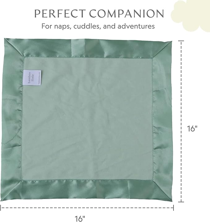 Ultra-Soft Lovey Security Blanket - Baby Essentials, Newborn Essentials, Ultra-Soft Fleece Baby Blanket with Satin Trim – 16" x 16" - Sage
