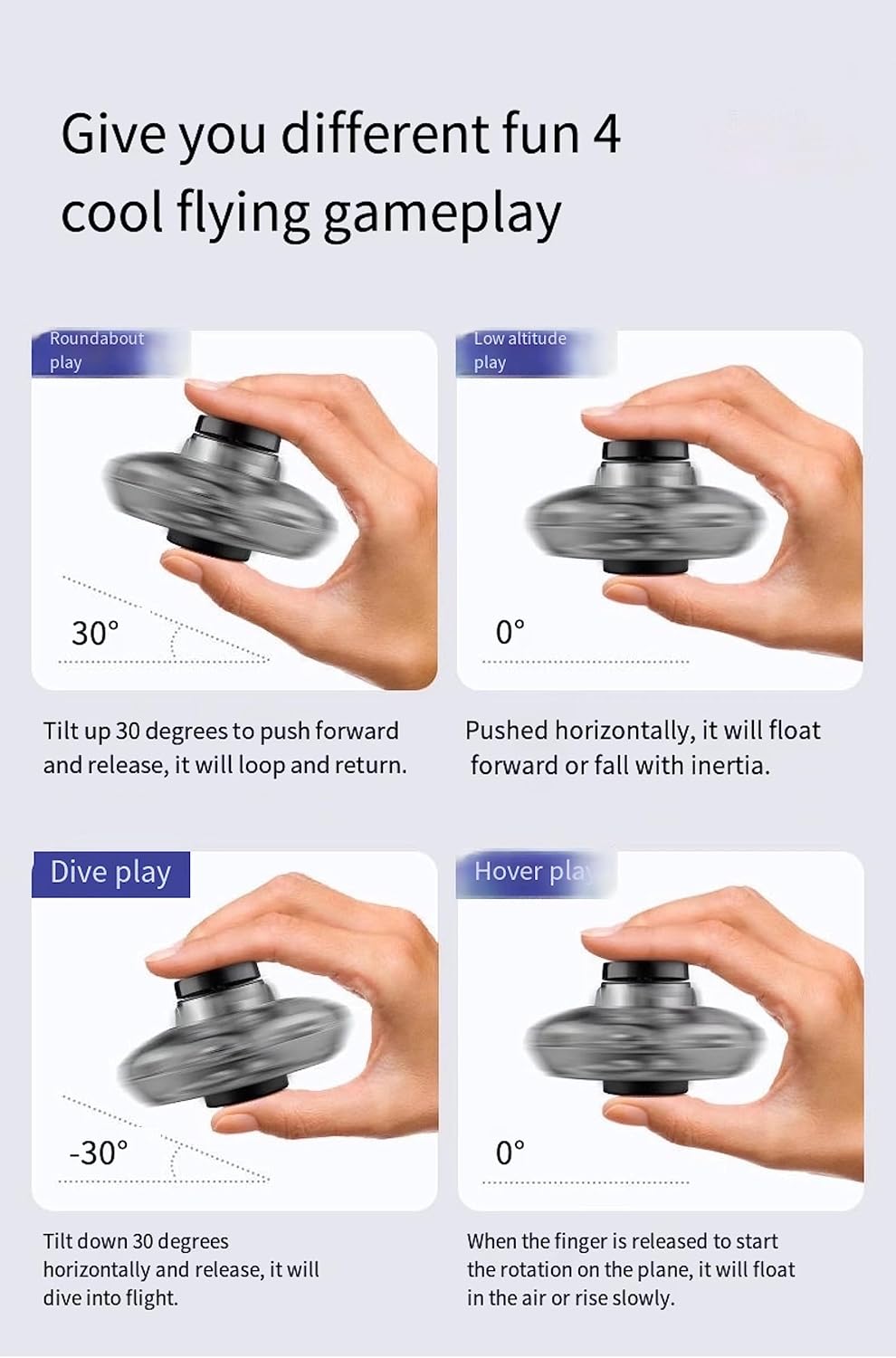 2024 New Flying Spinner Mini Drone Boomerang Cool Stuff Flying Fidget UFO Toys Exquisite Children's Toys Decompression Toy Delicate Gift Toys for Fidget Spinner Adults Cool Flying Toys (Red)