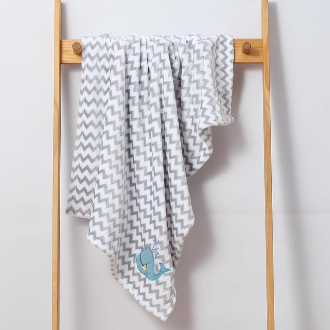 CREVENT 30''X40'' Cute Cozy Fluffy Warm Baby Blanket for Girls Boys Infants Toddlers' Bedding Crib Cot Stroller, Baby Shower Birthday Newborn's Gift - Whale