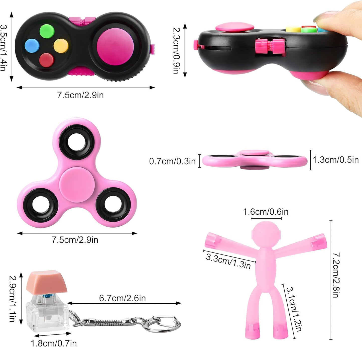 Fidget Toys for Kids, Sensory Toys Adults, Fidget Toys for Adults Kids 8-12, Small Prizes for Kids for Rewards, ADHD Fidget Toys (Pink)