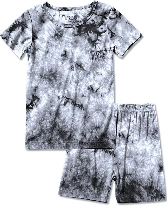 Jimonda Baby/Toddler Soft Sleepwear Short sleeve Kids Cool Pajama Outdoor 2-Piece Shirt&Shorts Casual sets Tie Dye PJ
