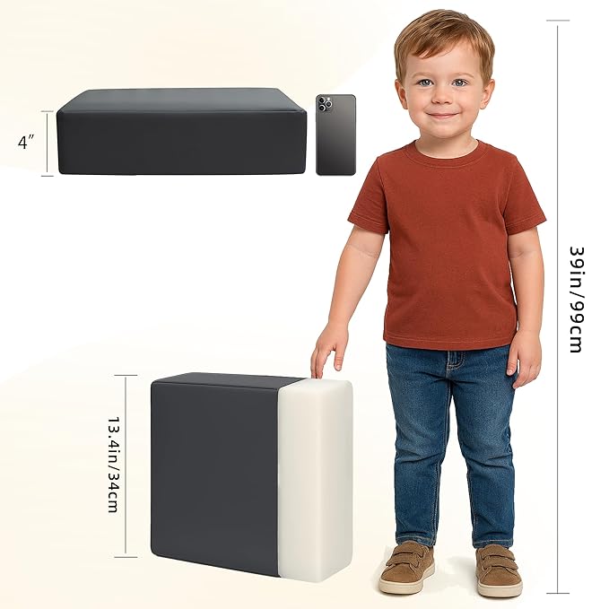 Booster Seat for Dining Table, PU Anti-Scratch Easy Cleaning Kids Toddler Booster Seat for Table, Portable Increasing Booster Cushion with Non-Slip Bottom and Adjustable Elasticity Straps