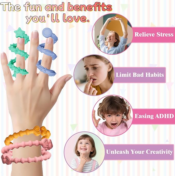 Fidget Toys Sensory Sticks (6 Pack) - Textured Stress Relief Toys for Kids - Sensory Toys for Autism, ADHD, Stress Relief - Calming Classroom Must Haves, Travel Essentials for Kids & Adults