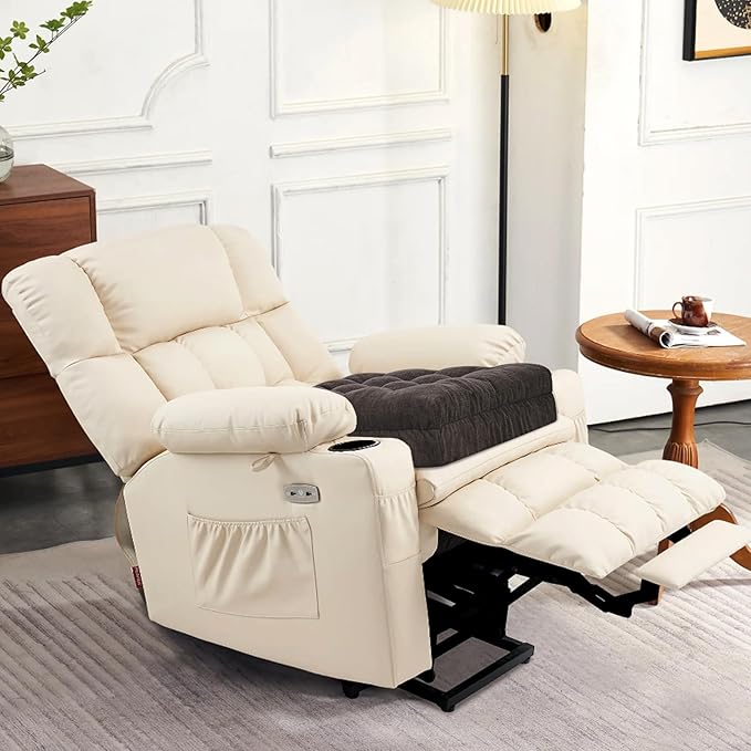 HAVARGO Recliner Cushions for Elderly, 20x20x5 Inch Thick Chair Cushion Patent Design Soft Tufted Dual Layer Booster Seat Cushions for Seniors Recliner Risers Taupe 1P