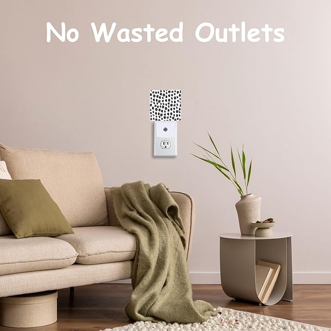 Plug Night Light,Black Polka Dots Night Light Lamp Auto Sensor Energy Efficient Dusk to Dawn Lights for Girls Boys Women Room Decor,Hallway,Kitchen,Bathroom,Nursery,Stairs