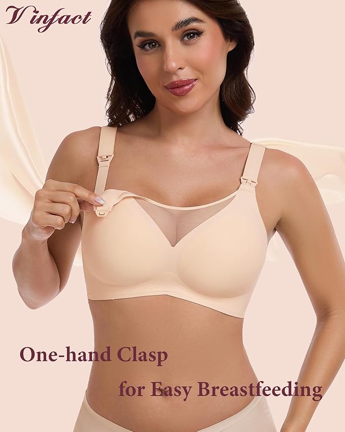 Vinfact 3 Pack Nursing Bras for Breastfeeding Comfort Maternity Bras for Pregnancy Wireless Seamless Breastfeeding Bras