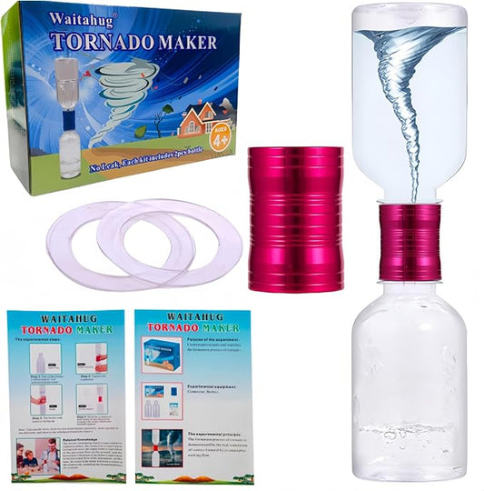 Tornado Maker, Weather Toys, Ultra-Light Aluminum Connecting Tube, Including 2 Empty Bottles, Watertight Tornado Toy, Suitable for Kids' Science Experiments (Pink)