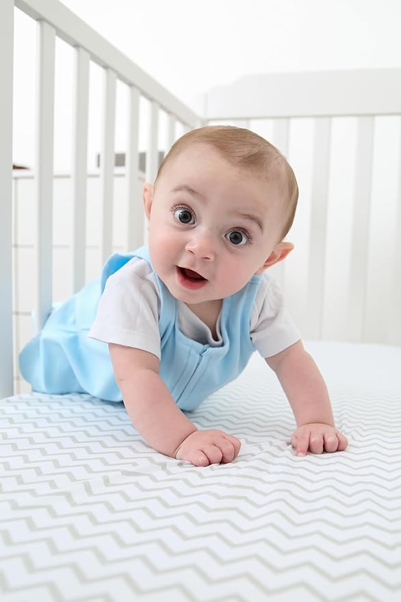 Ely’s & Co. Crib Sheets, Baby Boy/Girl Fitted Crib Mattress Sheet Set, 2 Pack, 100% Jersey Knit Cotton, Infant and Toddler Nursery Bedding, Grey Chevron and Polka Dot Print, 28” x 52”