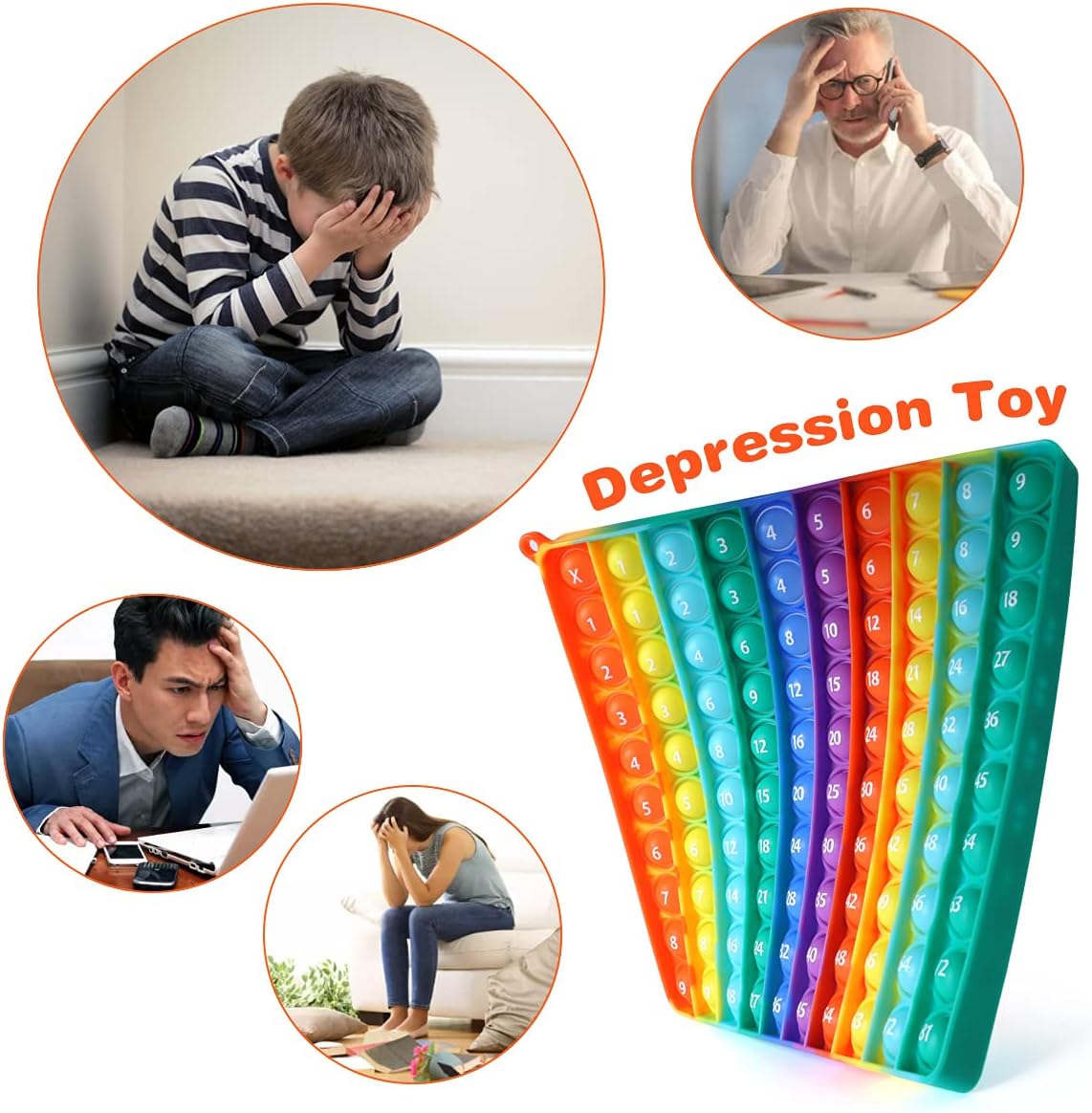9 x 9 Multipication Games, Kingmall Rainbow Square Fidget Toy 100bubbles Stress Relieving Multiplication Pop for Teachers to Create Kinds of Math Manipulatives【with 1-9 Multiplication Tables】