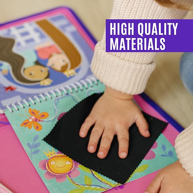 Totebook Kids Travel Educational Activity Book with Washable Markers - Car and Airplane Activities, Learning Toys for Toddlers- Search and Find, Reusable Stickers for Ages 4, 5, 6 (Princess)