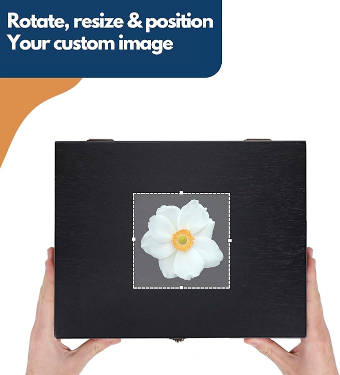 WE Games Custom Color Image Engraved Wooden Treasure Box with Lid & Brass Latch - Black Stained